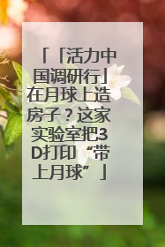 「活力中国调研行」在月球上造房子？这家实验室把3D打印“带上月球”