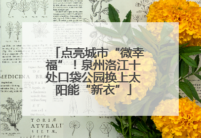 点亮城市“微幸福”！泉州洛江十处口袋公园换上太阳能“新衣”