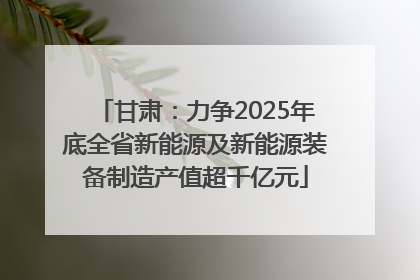甘肃：力争2025年底全省新能源及新能源装备制造产值超千亿元