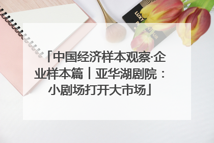 中国经济样本观察·企业样本篇︱亚华湖剧院：小剧场打开大市场