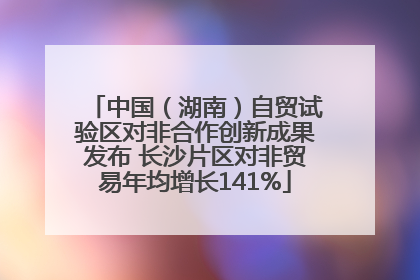 中国（湖南）自贸试验区对非合作创新成果发布 长沙片区对非贸易年均增长141%