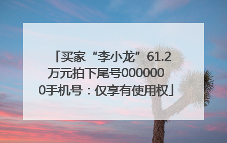 买家“李小龙”61.2万元拍下尾号0000000手机号：仅享有使用权