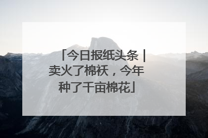 今日报纸头条｜卖火了棉袄，今年种了千亩棉花