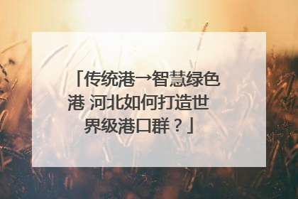 传统港→智慧绿色港 河北如何打造世界级港口群？