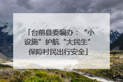 台前县委编办：“小设施”护航“大民生” 保障村民出行安全