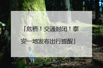 危桥！交通封闭！泰安一地发布出行提醒