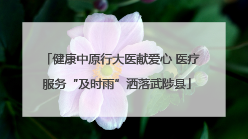 健康中原行大医献爱心 医疗服务“及时雨”洒落武陟县