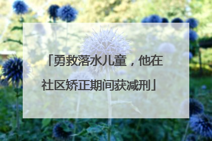 勇救落水儿童，他在社区矫正期间获减刑