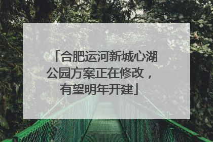 合肥运河新城心湖公园方案正在修改，有望明年开建