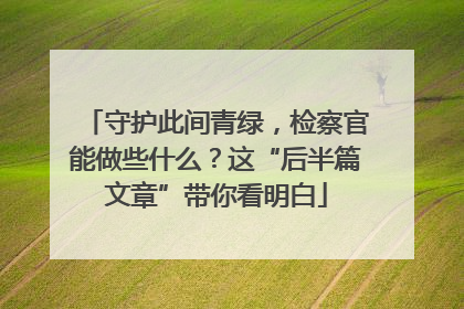 守护此间青绿，检察官能做些什么？这“后半篇文章”带你看明白