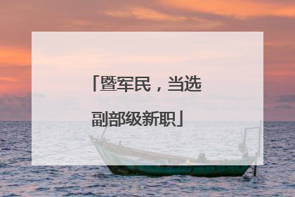 暨军民，当选副部级新职