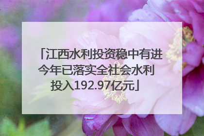 江西水利投资稳中有进 今年已落实全社会水利投入192.97亿元