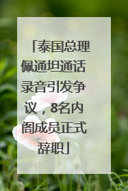 泰国总理佩通坦通话录音引发争议，8名内阁成员正式辞职