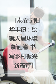 泰安宁阳华丰镇：绘就人居环境新画卷 书写乡村振兴新篇章
