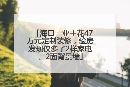海口一业主花47万元定制装修，验房发现仅多了2样家电、2面背景墙
