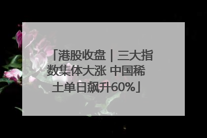 港股收盘｜三大指数集体大涨 中国稀土单日飙升60%