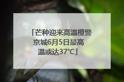 芒种迎来高温橙警 京城6月5日最高温或达37℃
