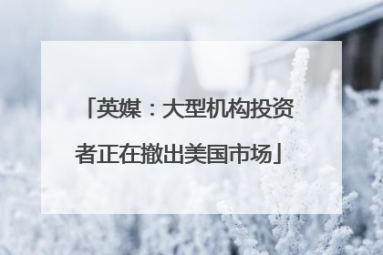 英媒：大型机构投资者正在撤出美国市场