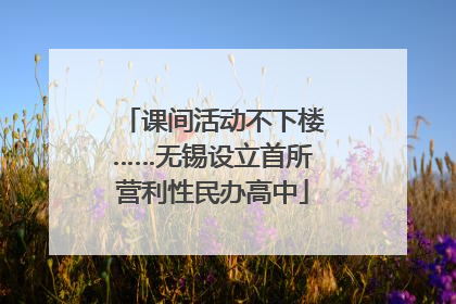 课间活动不下楼……无锡设立首所营利性民办高中