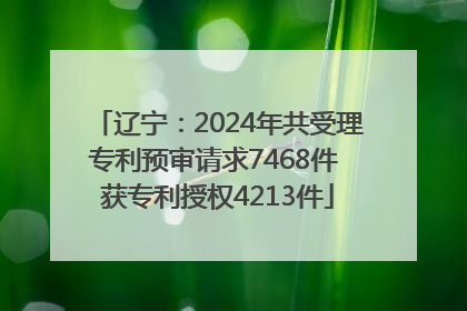 辽宁：2024年共受理专利预审请求7468件 获专利授权4213件