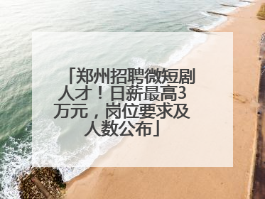 郑州招聘微短剧人才！日薪最高3万元，岗位要求及人数公布