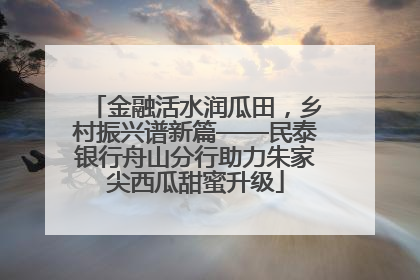 金融活水润瓜田，乡村振兴谱新篇——民泰银行舟山分行助力朱家尖西瓜甜蜜升级