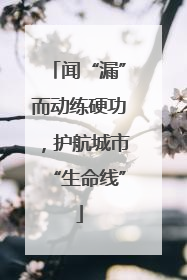 闻“漏”而动练硬功，护航城市“生命线”