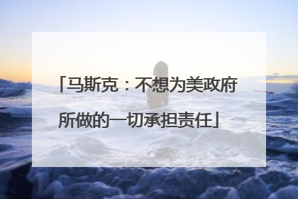 马斯克：不想为美政府所做的一切承担责任