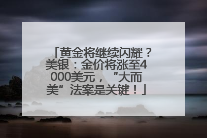 黄金将继续闪耀？美银：金价将涨至4000美元，“大而美”法案是关键！
