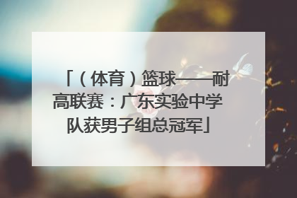 （体育）篮球——耐高联赛：广东实验中学队获男子组总冠军