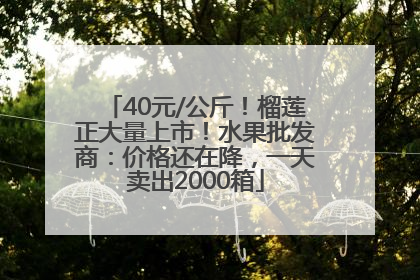 40元/公斤！榴莲正大量上市！水果批发商：价格还在降，一天卖出2000箱